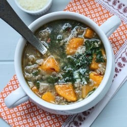 sausage, kale and pumpkin soup