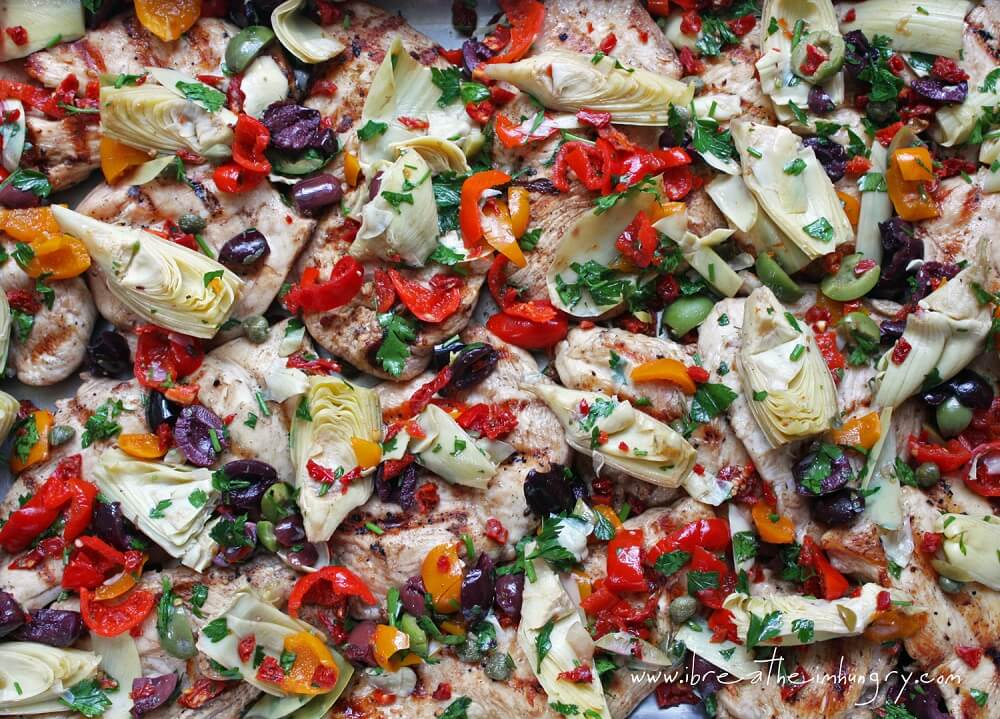 Keto grilled chicken with mediterranean salad