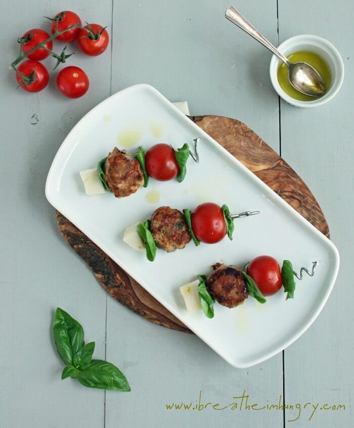 caprese meatball skewers low carb and gluten free