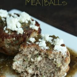 Cross section of low carb green enchilada meatballs