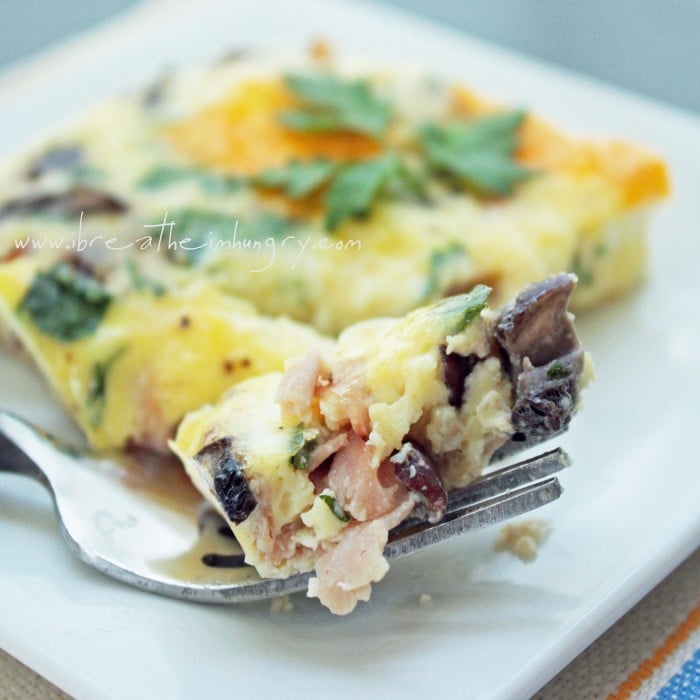 Easy low carb Ham, Cheese & Mushroom Frittata gluten free