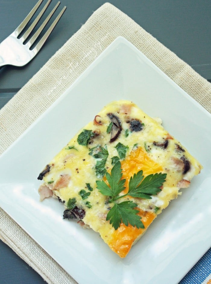 Easy low carb Ham, Cheese & Mushroom Frittata