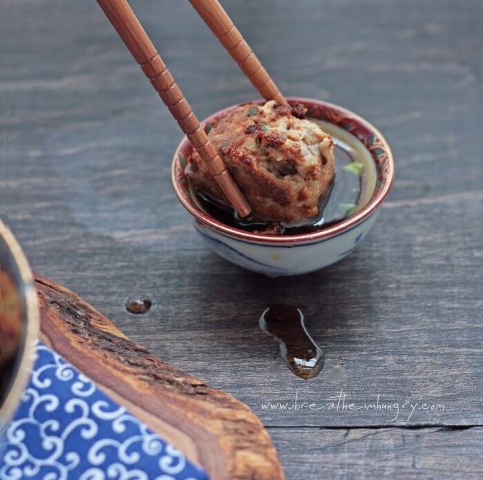 pork shumai meatballs with dipping sauce