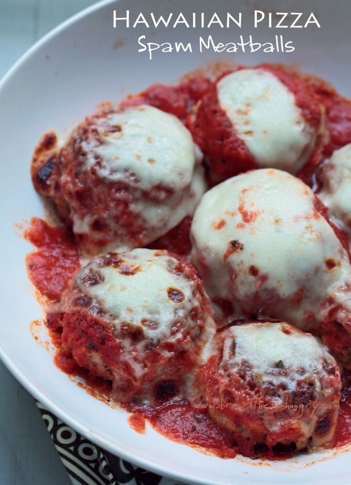 hawaiia pizza spam meatballs