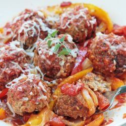 low carb sausage and peppers meatballs