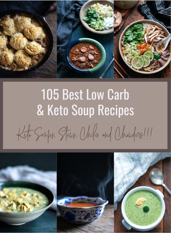 105 best low carb soups keto with text overlay