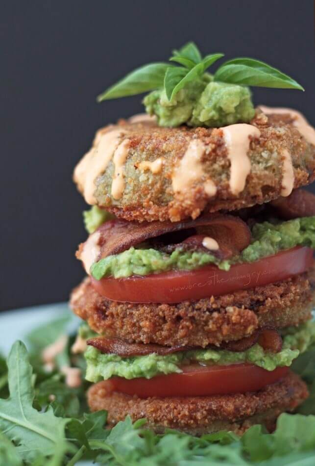 low carb and gluten free fried green tomato recipe from Ibreatheimhungry.com