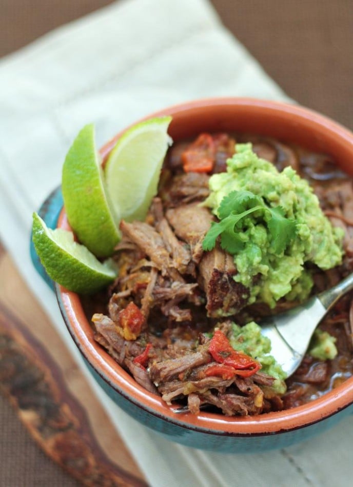 A delicious low carb ropa vieja style Cuban Pot Roast recipe for the slow cooker