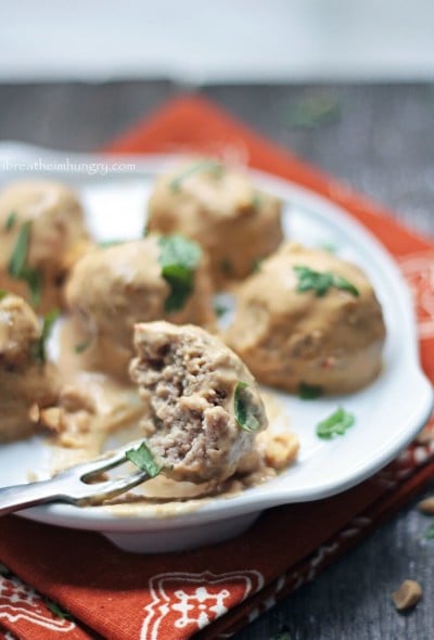 a low carb recipe for chicken satay meatballs from mellissa sevigny at ibreatheimhungry.com