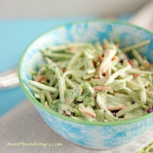 Keto broccoli slaw from the side