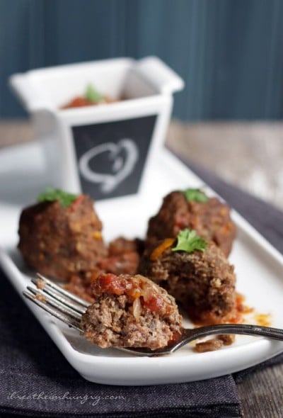 A low carb and gluten free meatball recipe from I Breathe I'm Hungry