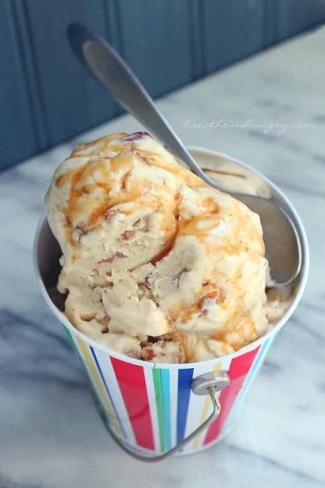 A low carb and keto friendly pecan ice cream recipe from Mellissa Sevigny of I Breathe Im Hungry