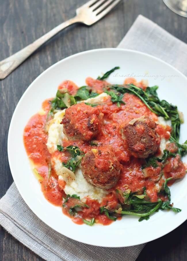 top view of low carb polpette