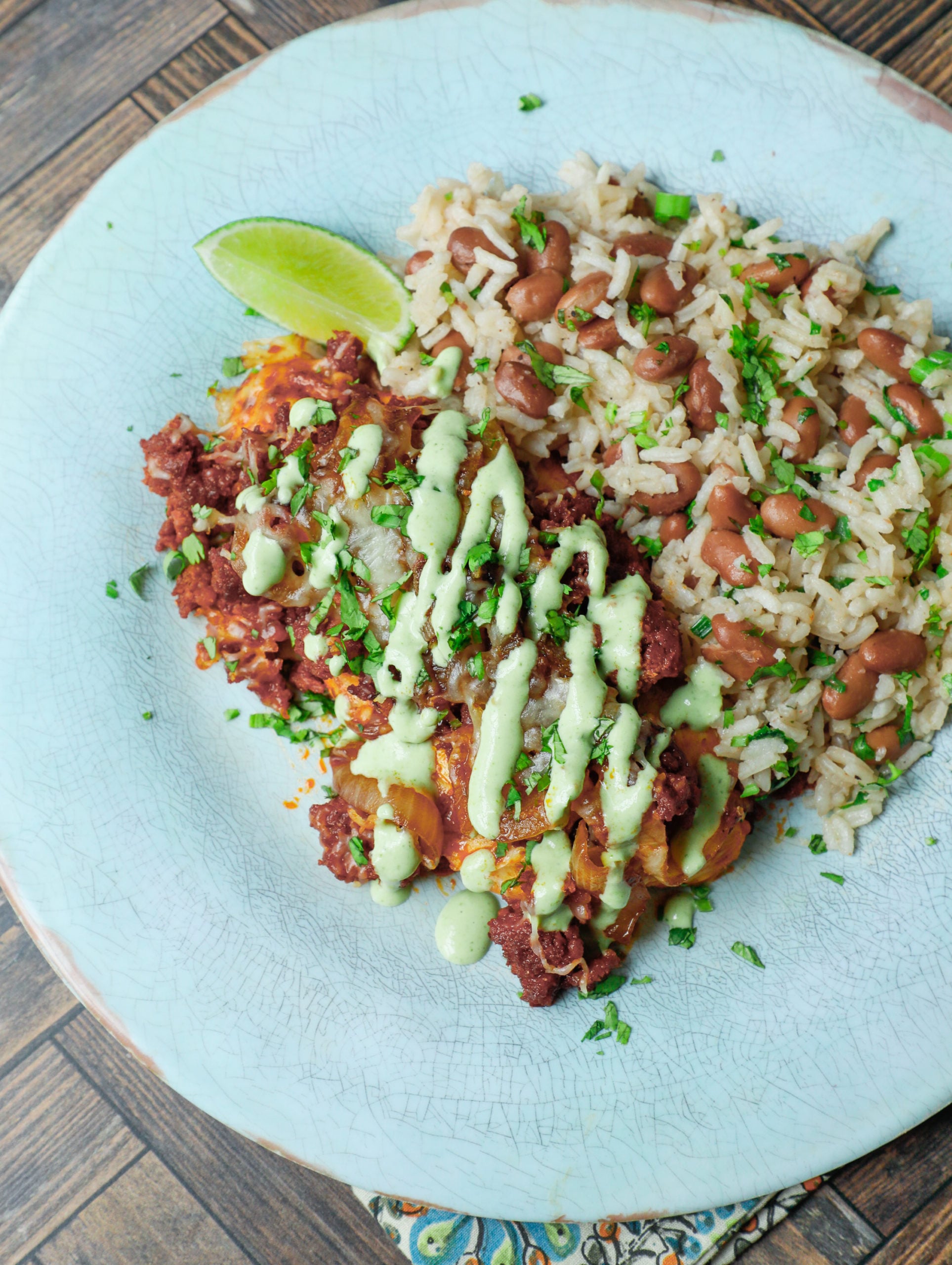 Top view of chori pollo