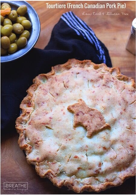 Keto Tourtiere with a pig pie crust garnish