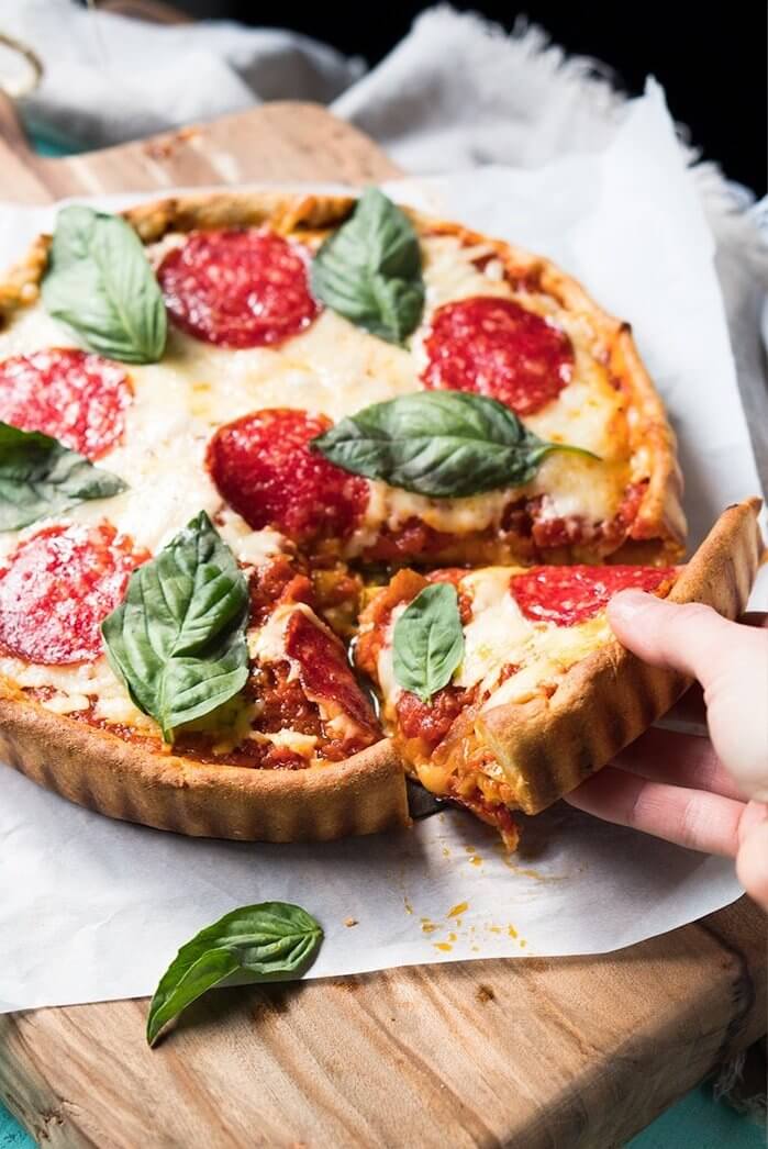 Keto Dinner Ideas - deep dish pizza