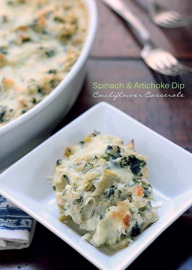 Best Keto Cauliflower Casseroles - spinach and artichoke dip