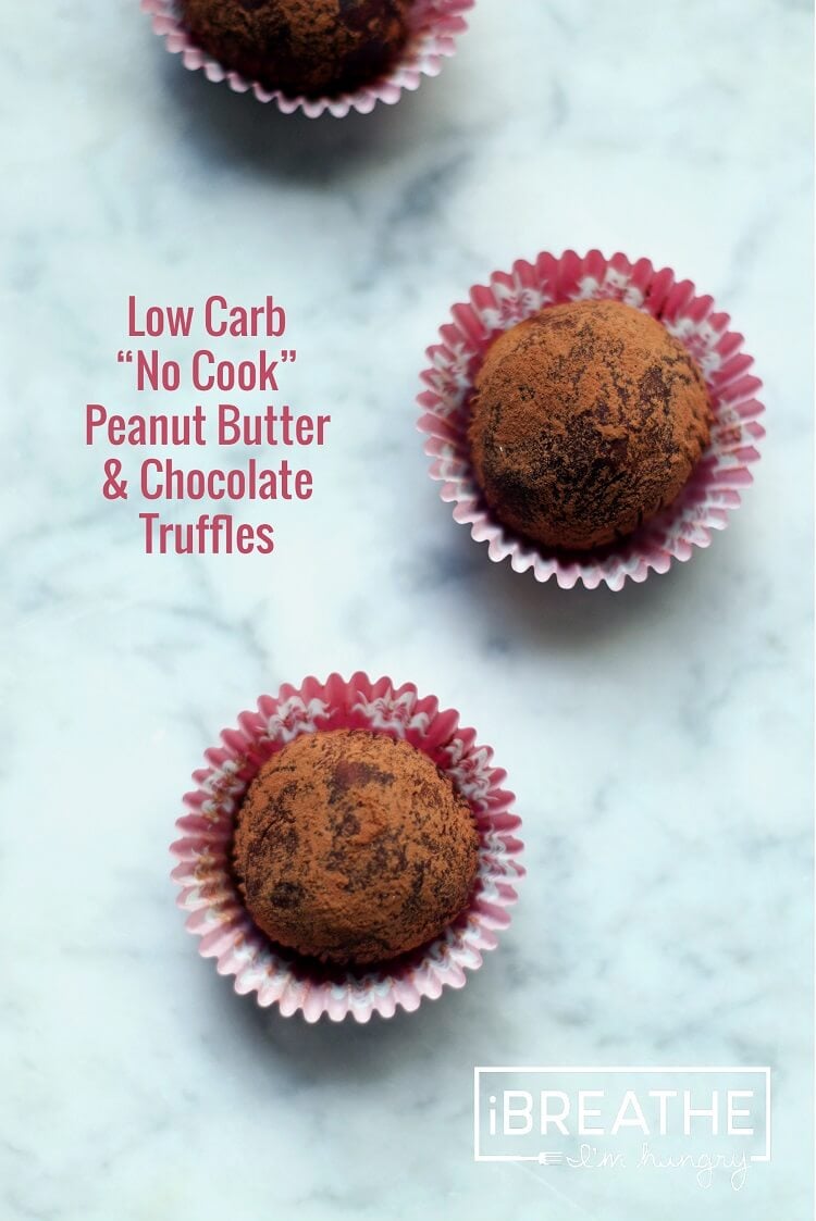 low carb no bake desserts - peanut butter chocolate truffles