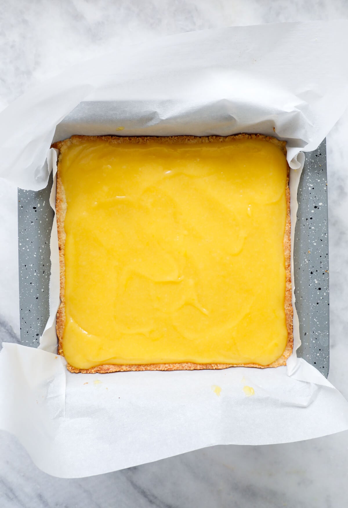 Keto lemon bars before cutting