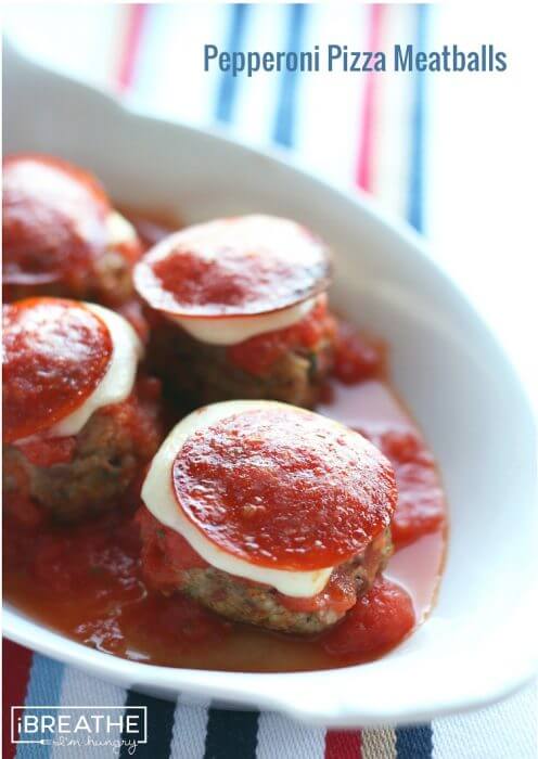 These Pepperoni Pizza Meatballs have a healthy secret ingredient snuck in that your picky kids and husbands won't even notice! Low Carb and Gluten Free
