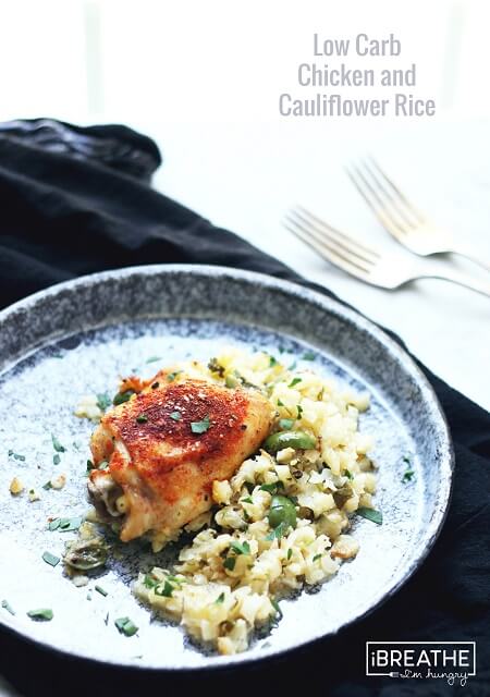 This low carb version of the classic baked chicken and rice is not only delicious, it's also gluten free, grain free, nut free, egg free, Paleo and Whole 30 compliant!