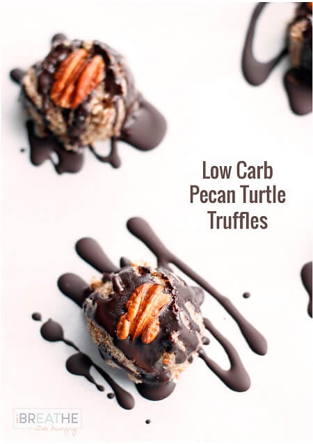 These delicious low carb pecan turtle truffles are no bake and gluten free!!