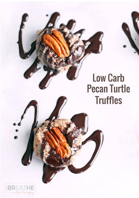 These easy low carb pecan turtle truffles come together in just minutes and are keto friendly!