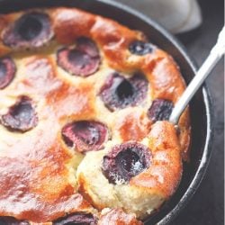 A low carb and gluten free version of the classic French dessert featuring fresh cherries. So delicious and you can have it in the oven in less than five minutes!