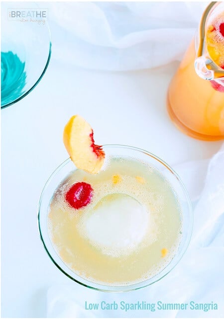 This refreshing low carb sangria recipe has all of the flavor of the real thing, without the sugar and carbs! Keto friendly at only 50 calories and 1 net carb per serving! Please drink responsibly!