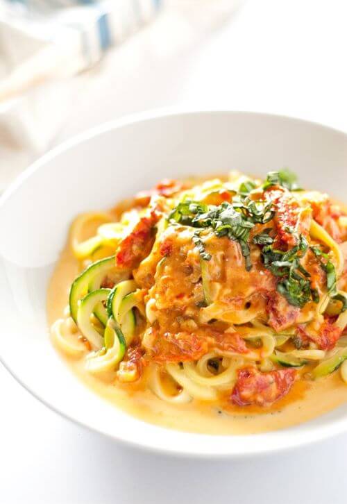 Keto Zucchini recipes - zoodles with cream sauce