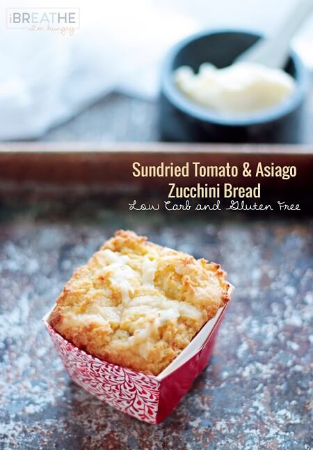 This low carb zucchini bread recipe is crusty on the outside and tender on the inside! Make them in muffin cups to take for lunch! Delicious with soup, or even breakfast!