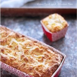 This low carb zucchini bread recipe is crusty on the outside and tender on the inside! Make them in muffin cups to take for lunch! Delicious with soup, or even breakfast!