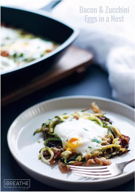 bacon and zucchini egg nests