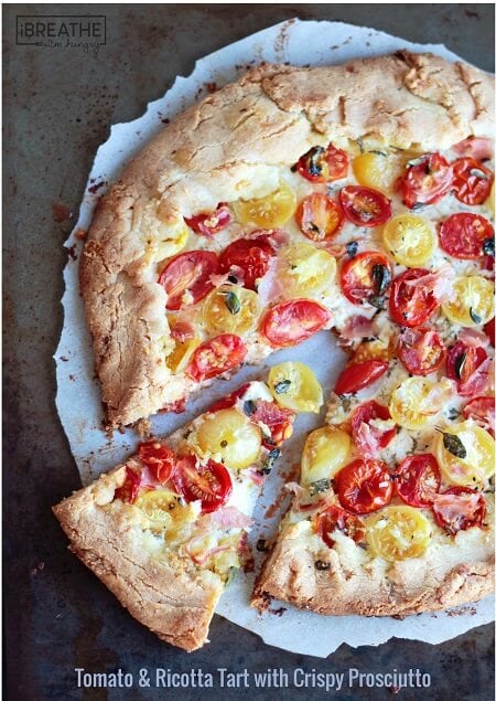 keto tomato tart made with ripe cherry tomatoes