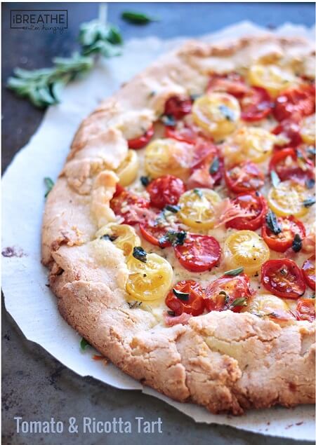 keto tomato tart with fresh herbs