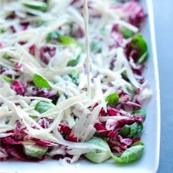 Not much in the looks department, this creamy, cheesy low carb brussels sprouts and radicchio gratin will wow your guests with its flavor!