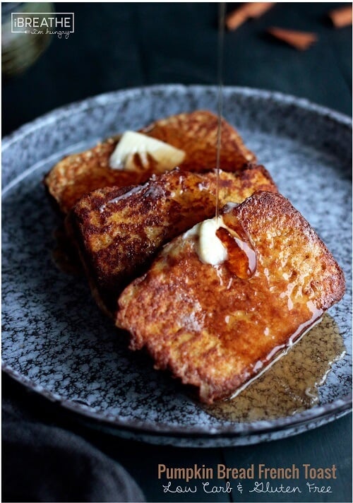 This low carb and gluten free pumpkin bread french toast is perfect for a leisurely weekend breakfast or brunch!