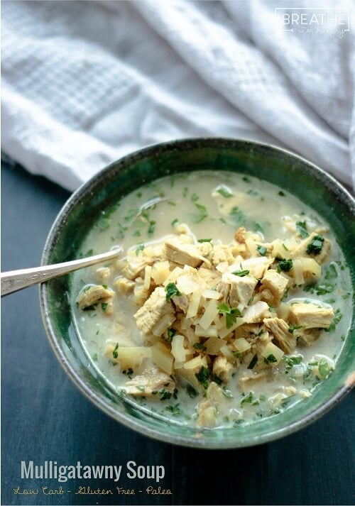 A delicious and easy low carb Mulligatawny soup loaded with curry flavor and celery root rice! Keto & Atkins friendly.