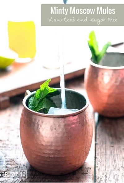 A low carb and sugar free version of the Moscow Mule that is refreshing and festive with a hint of mint!