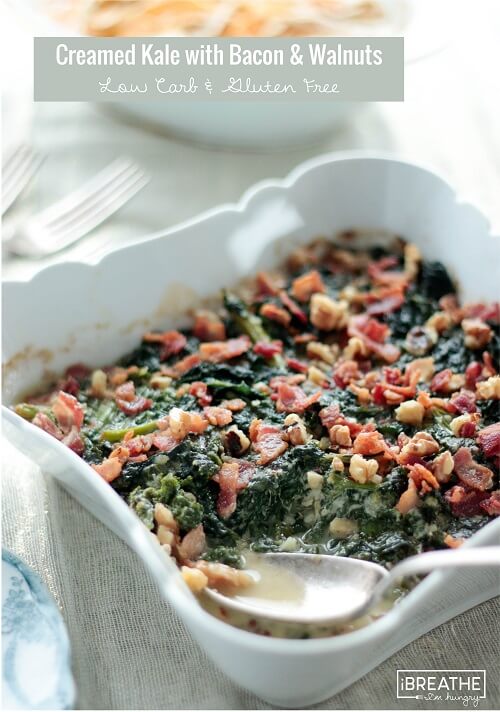 This easy and delicious low carb creamed kale recipe is a great way to get your healthy greens in!