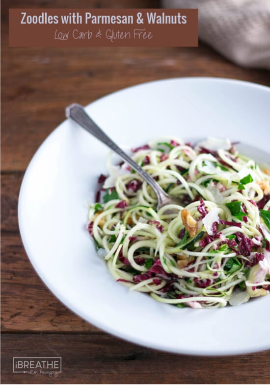 This gluten free salad made with zucchini noodles is hearty and delicious!