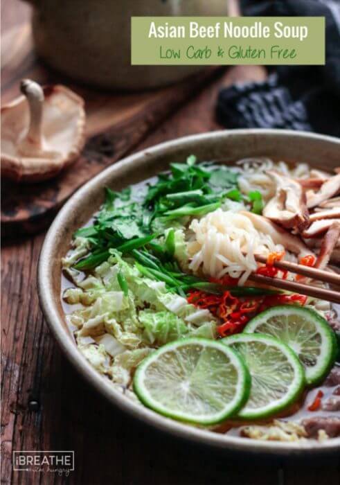Gluten free and loaded with flavor this Asian Beef Noodle Soup is low carb and super healthy!