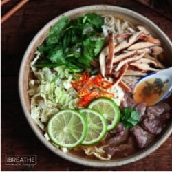 A delicious low carb Asian Beef Noodle Soup recipe from Mellissa Sevigny of I Breathe Im Hungry