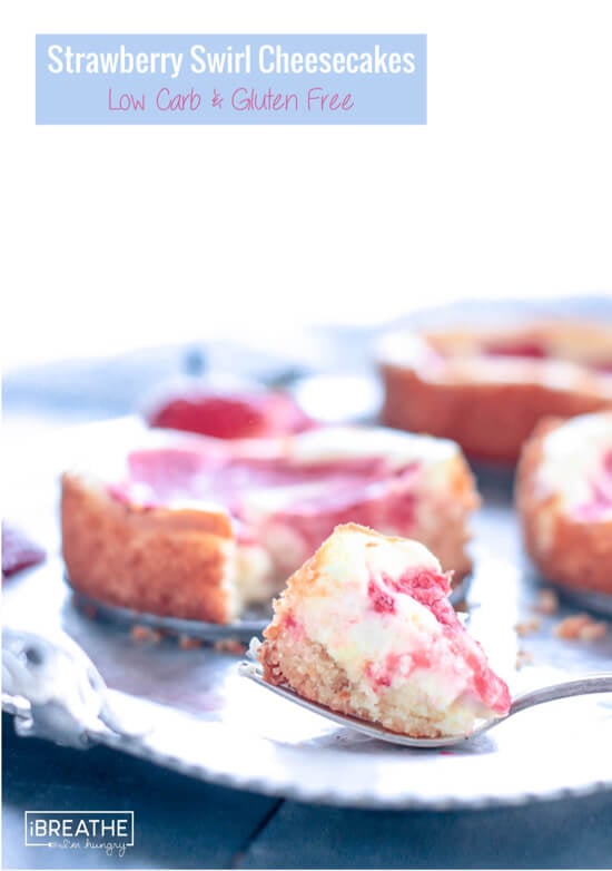 Forkful of keto strawberry cheesecake