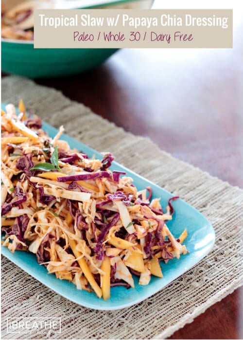 This Whole 30 approved tropical slaw is not only healthy but delicious and easy as well!! The perfect summer side dish!