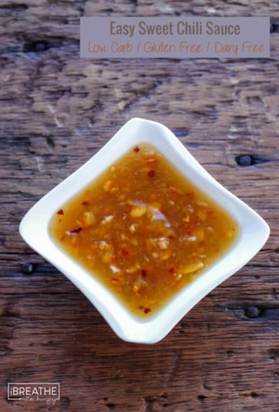 This easy sweet chili dipping sauce is the perfect low carb condiment! Adjust the spiciness to your preference! Perfect on chicken, shrimp or fish!