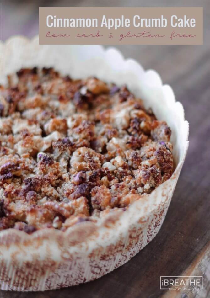This Cinnamon Apple Crumb Cake (or coffee cake) is quintessentially Fall and will go perfectly with your morning coffee or a scoop of vanilla ice cream! Low Carb and gluten free