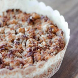Keto Apple Cake with streusel topping in a paper cake mold