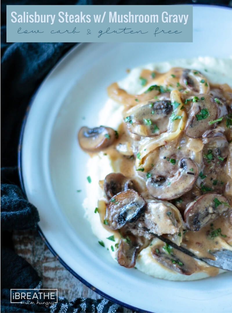 keto Salisbury steaks over cauliflower pureee