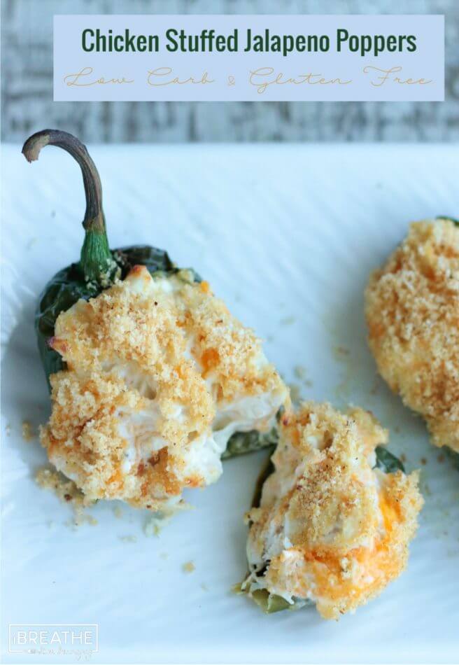 Cheesy Chicken Stuffed Jalapeno Poppers - low carb and gluten free!